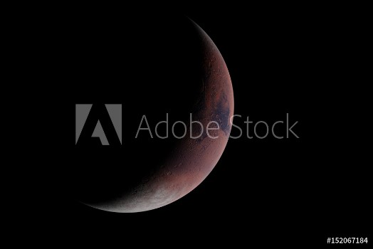 Picture of planet Mars during the Martian winter isolated on black background